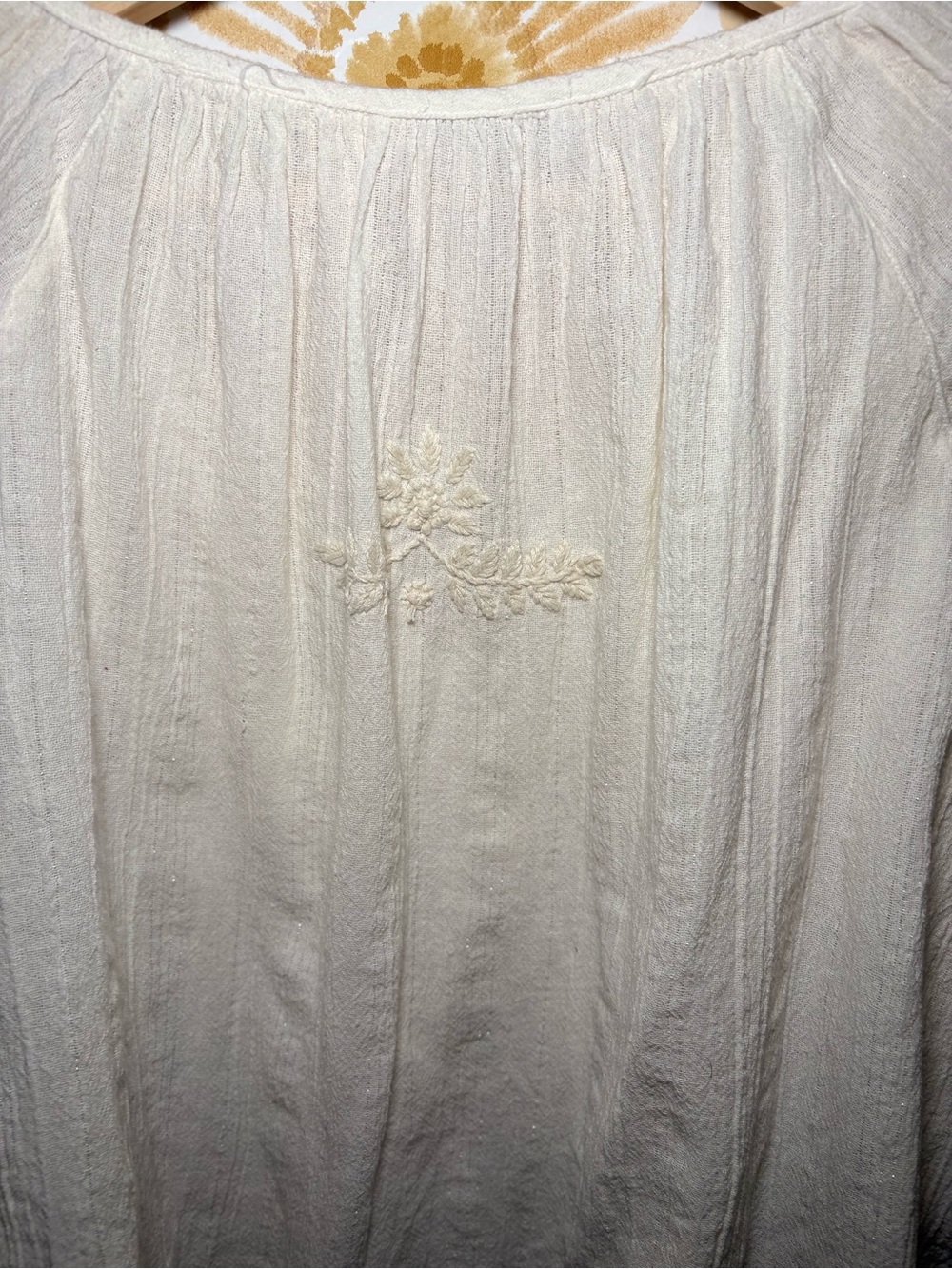 House of Harlow 1960 Ivory Embroidered Boho Blouse | 3/4 Sleeve V-Neck Top - Picture 8 of 11